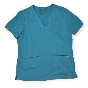 Figs Blue Limited‎ Edition Casma 3 Pocket Medical Scrub Top Women's Size Medium